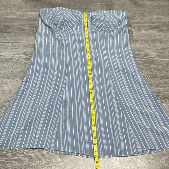 American Eagle Outfitters Blue and White Striped Chambray Strapless Dress XL - Picture 7 of 16